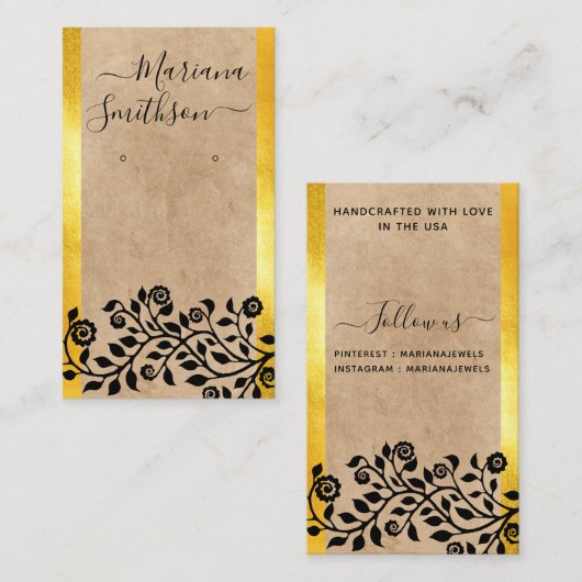 Classy Chic Noir Beige Or Porte Cartes d'Affichage (Devant / Derrière)