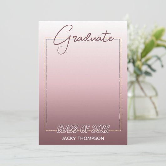 Classy Chic Ombre Mauve Taupe Dark Pink Afstuderen Aankondiging (Staand voorkant)
