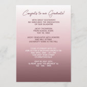 Classy Chic Ombre Mauve Taupe Dark Pink Afstuderen Aankondiging (Achterkant)