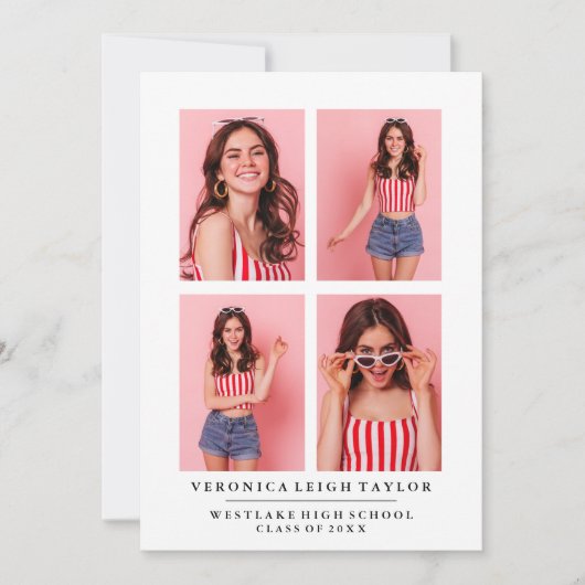 CLASSY CHIC PHOTO COLLAGE FAIRE-PART DE DIPLÔME (Devant)