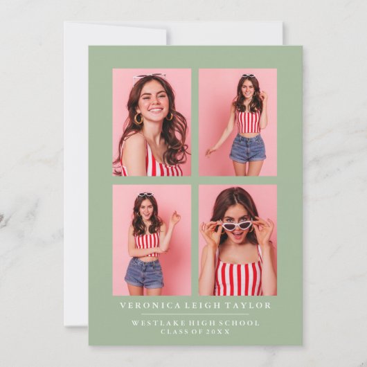 CLASSY CHIC PHOTO COLLAGE FAIRE-PART DE DIPLÔME (Devant)