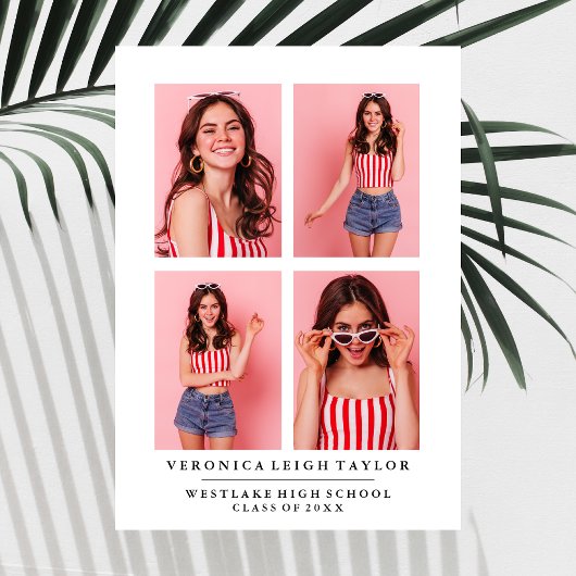 CLASSY CHIC PHOTO COLLAGE FAIRE-PART DE DIPLÔME