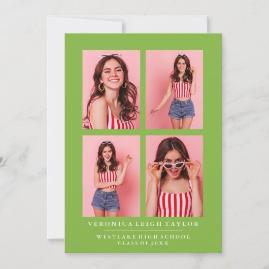 CLASSY CHIC PHOTO COLLAGE FAIRE-PART DE DIPLÔME (Devant)