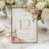 Classy Chic Rose Floral Or Mariage Numéro de table