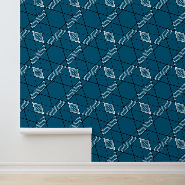 Classy chique deco geometrisch modern donker turqu behang (Applicatie)