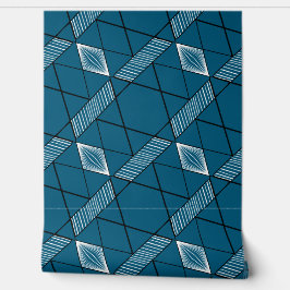 Classy chique deco geometrisch modern donker turqu behang