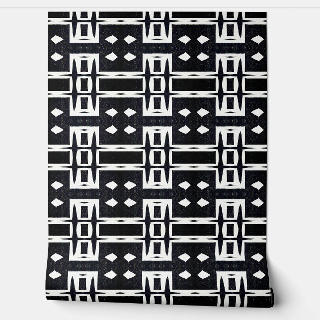 Classy chique zwart-wit geometrische deco modern behang (Afrollen)