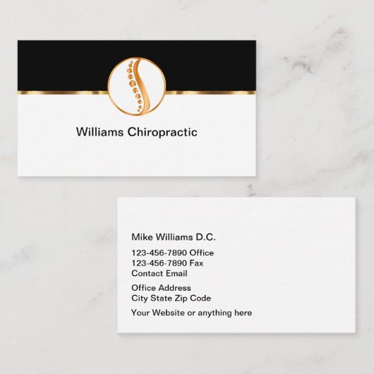 Classy Chiropractor Theme Visitekaartjes (Voorkant / Achterkant)