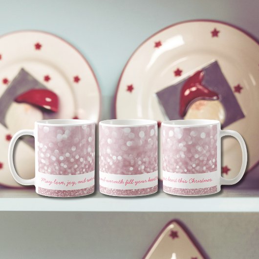 Classy Christmas Custom Pink Sparkle Mok
