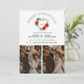 Classy Christmas Floral Monogram Heart Initials Save The Date (Staand voorkant)