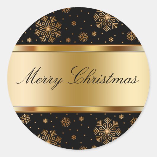 Classy Christmas Theme Gold Tone Sticker Labels (Voorkant)
