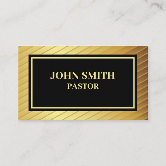 Classy Church Pastor Goud en zwart Visitekaartje (Voorkant)