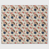 Classy Circle Onze eerste getrouwde kerstfoto Cadeaupapier (Vlak)