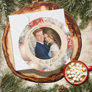 Classy Circle Onze eerste getrouwde kerstfoto Feestdagenkaart