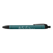 Classy Classic Peacock Blue Custom Name Zwarte Inkt Pen (Bovenkant)