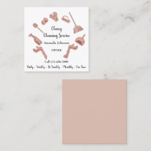 Classy Cleaning Service Gold Logo Maid House Glam Vierkante Visitekaartje