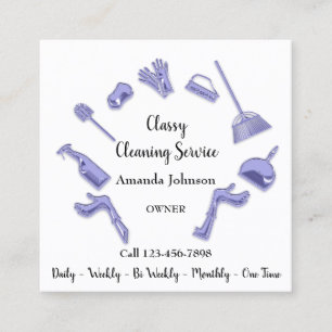 Classy Cleaning Service House Logo Maid Kantoor Vierkante Visitekaartje