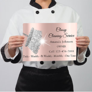 Classy Cleaning Service Maid Roos Silver Grey Visitekaartje