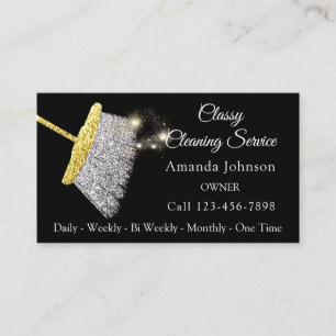Classy Cleaning Service Maid Silver Gold Black Visitekaartje