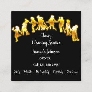 Classy Cleaning Services Gold Logo Maid Black Lux Vierkante Visitekaartje