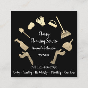 Classy Cleaning Services Gold Logo Maid Black Vip Vierkante Visitekaartje