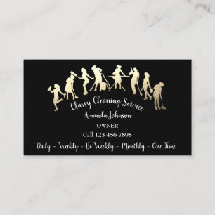 Classy Cleaning Services Gold Logo Maid Black Visitekaartje
