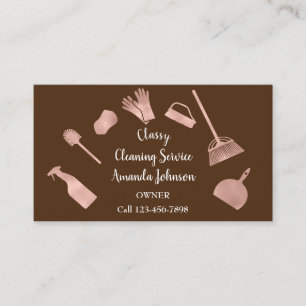 Classy Cleaning Services Gold Logo Maid Roos Huid Visitekaartje