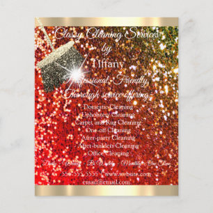 Classy Cleaning Services House Keeping Red Glitter Flyer