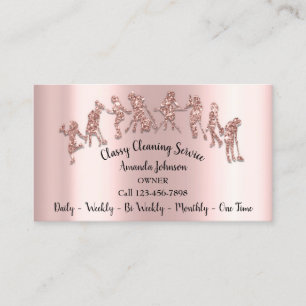 Classy Cleaning Services Logo Maid Roos Glitter Visitekaartje