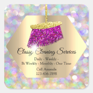 Classy Cleaning Services Maid Housekeeper Gold Vierkante Sticker