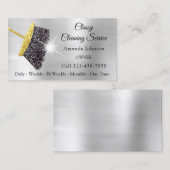 Classy Cleaning Services Silver Gold Glitter Black Visitekaartje (Voorkant / Achterkant)