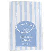Classy Coastal Blue White Stripe Wedding Dank u Medium Cadeauzakje (Voorkant)