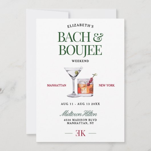 Classy Cocktail Green & Red Bach & Boujee Weekend Kaart (Voorkant)