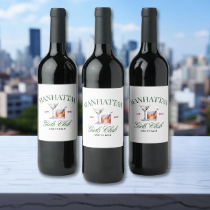 Classy Cocktails Green & Red Girl's Club Wijn Etiket