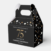 Classy Confetti Gold Black 75 jaar Bedankdoosjes (Voorkant Zijde)