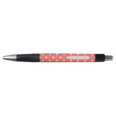 Classy Coral Polka Dot Pattern met naam Pen (Voorkant)
