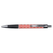 Classy Coral Polka Dot Pattern met naam Pen (Achterkant)