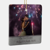 Classy Couples First Kerstmis Keramisch Ornament (Rechts)