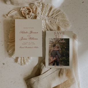 Classy Cream Verbrand Oranje Terracotta Foto Bruil Save The Date