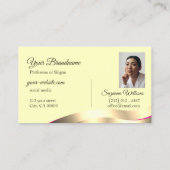 Classy Cream Wavy Gold Decor met Initialen Foto Visitekaartje (Achterkant)