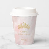 Classy Crown Pink Quinceanera Custom Papieren Bekers (Voorkant)