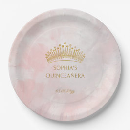 Classy Crown Pink Quinceanera Custom Papieren Bordje
