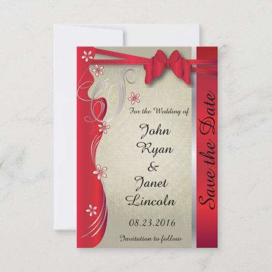 Classy Curvy-ontwerp | Deep Red Save The Date (Voorkant)