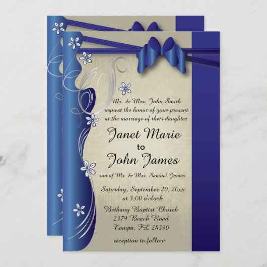 Classy Curvy-ontwerp | Sapphire en Silver Kaart (Voorkant / Achterkant)