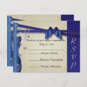  Classy Curvy-ontwerp | Sapphire en Silver RSVP Kaartje (Voorkant / Achterkant)