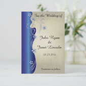 Classy Curvy-ontwerp | Sapphire en Silver Save The Date (Staand voorkant)
