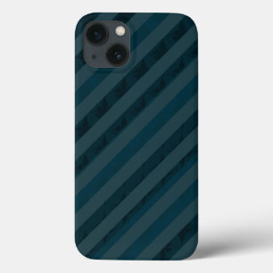 Classy Custom Dark Aqua & Navy Blue - Stripes iPhone 13 Hoesje