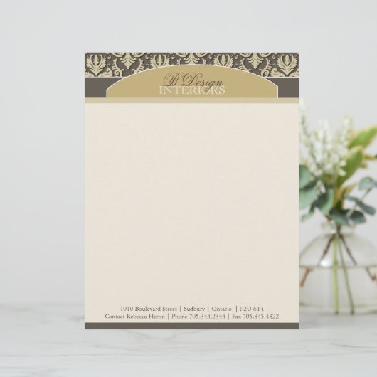 Classy Custom Interior Designer Letterhead Persoonlijk Briefhoofd (Staand voorkant)