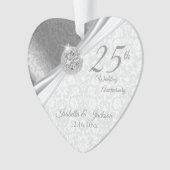 Classy Damask - 25th Silver Wedding Jubileum Ornament (voorkant)