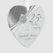 Classy Damask - 25th Silver Wedding Jubileum Ornament (voorkant)